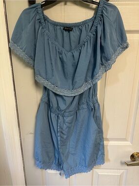 Sky Blue Off-Shoulder Romper by Sincerely Jules